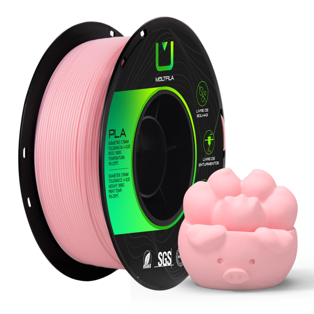 Filamento Pla Rosa Claro 1kg Multfila Para Impressora 3d 1.75mm